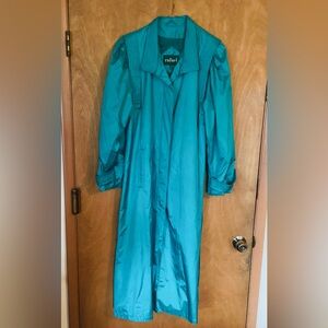 RAFAEL Teal Trench/Rain Coat for Women. Size 10. Button front.